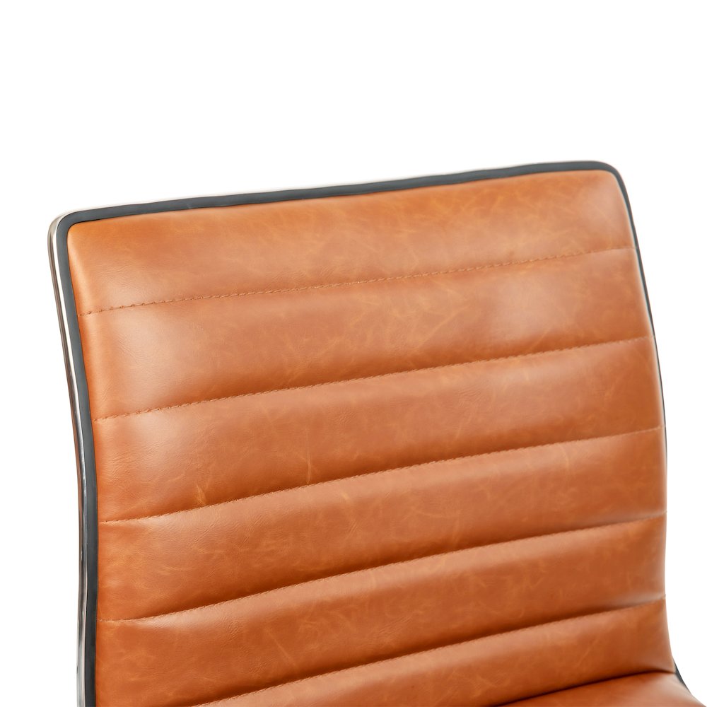 Low Back Designer Armless Brown Ribbed Swivel Task Office Chair. Picture 12
