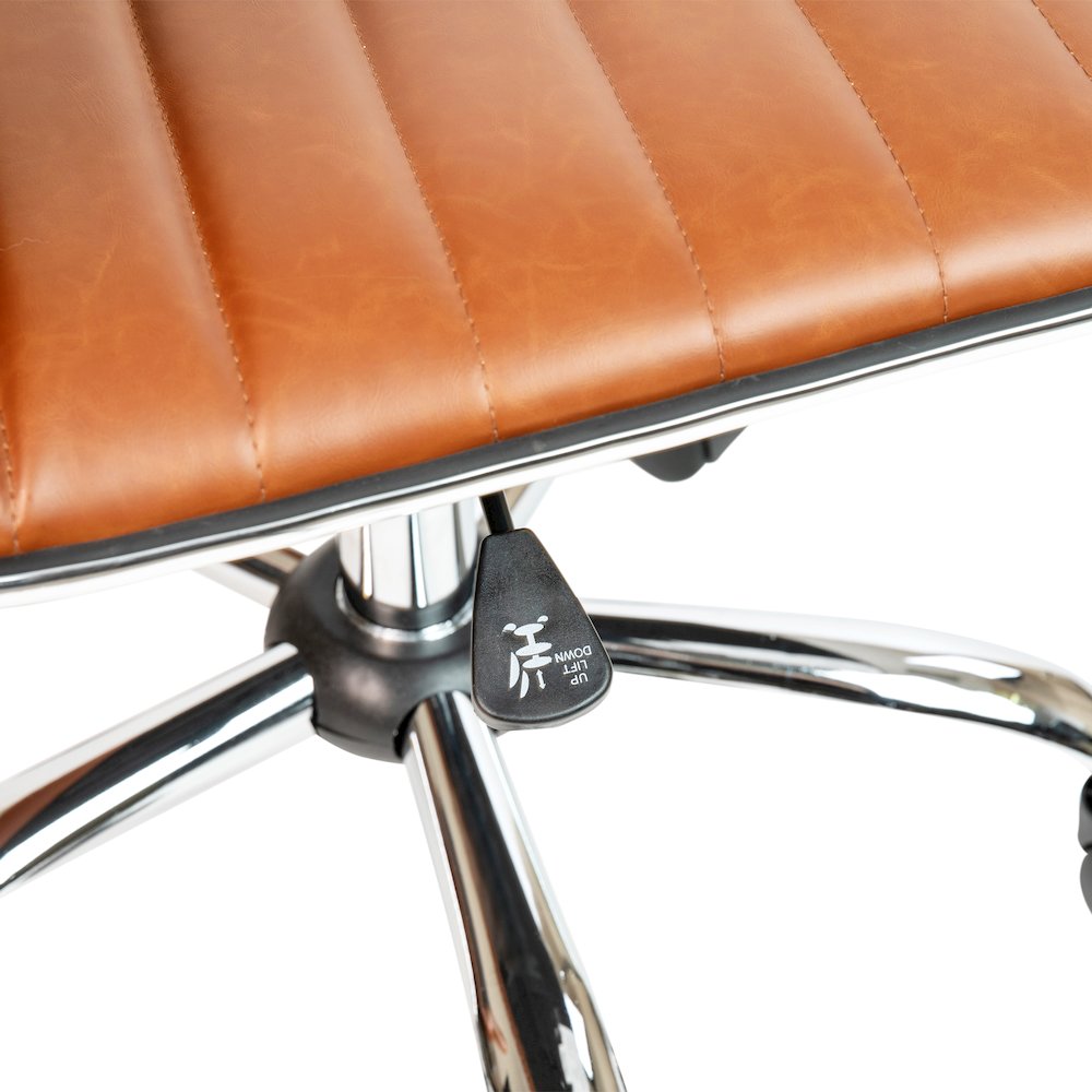 Low Back Designer Armless Brown Ribbed Swivel Task Office Chair. Picture 13