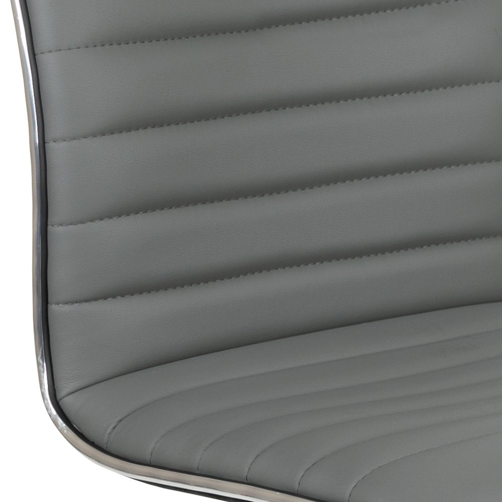 Low Back Designer Armless Light Gray Ribbed Swivel Task Office Chair. Picture 9