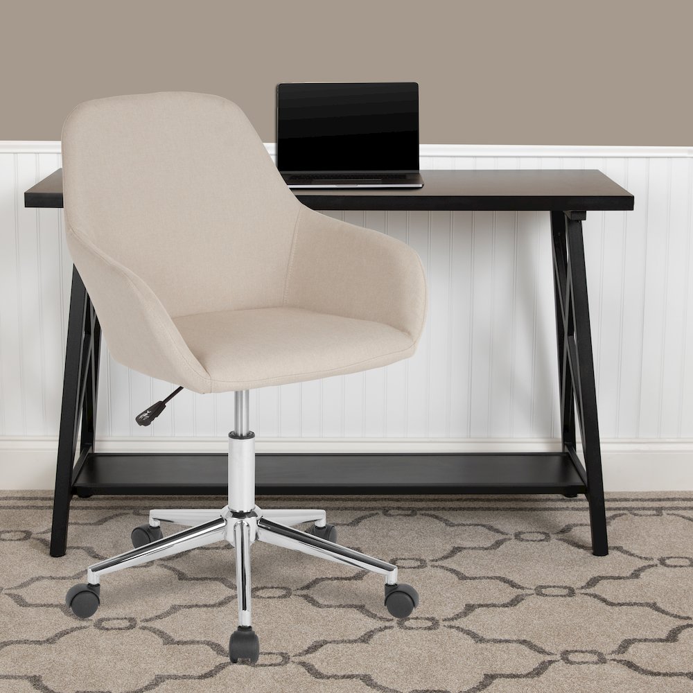 Home and Office Mid-Back Chair in Beige Fabric. Picture 2