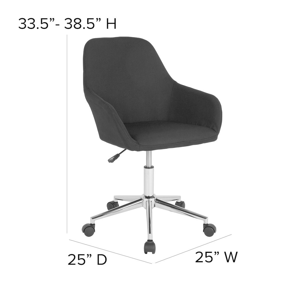 Home and Office Mid-Back Chair in Black Fabric. Picture 6