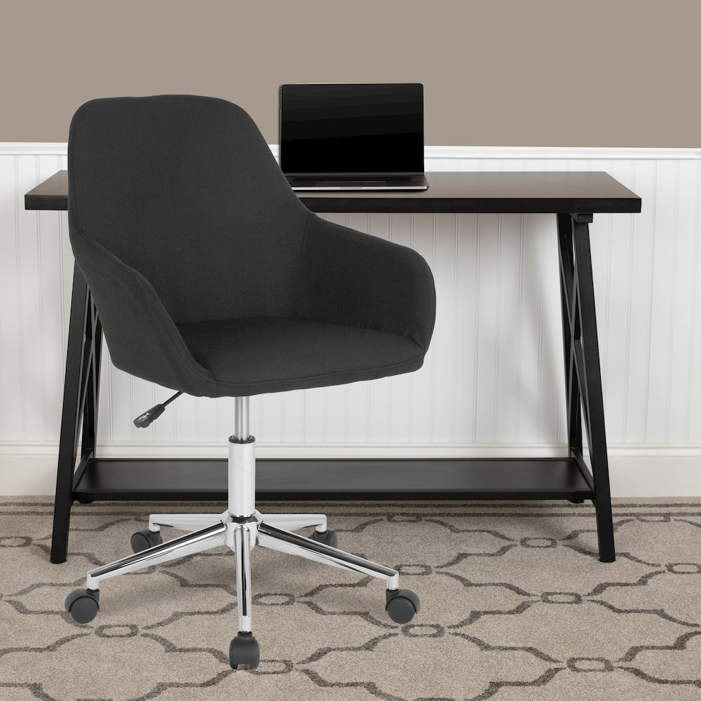 Home and Office Mid-Back Chair in Black Fabric. Picture 2