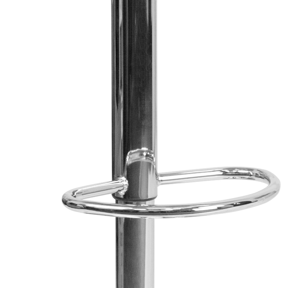 Gray Vinyl Adjustable Height Barstool with Quilted Wave Seat and Chrome Base. Picture 10