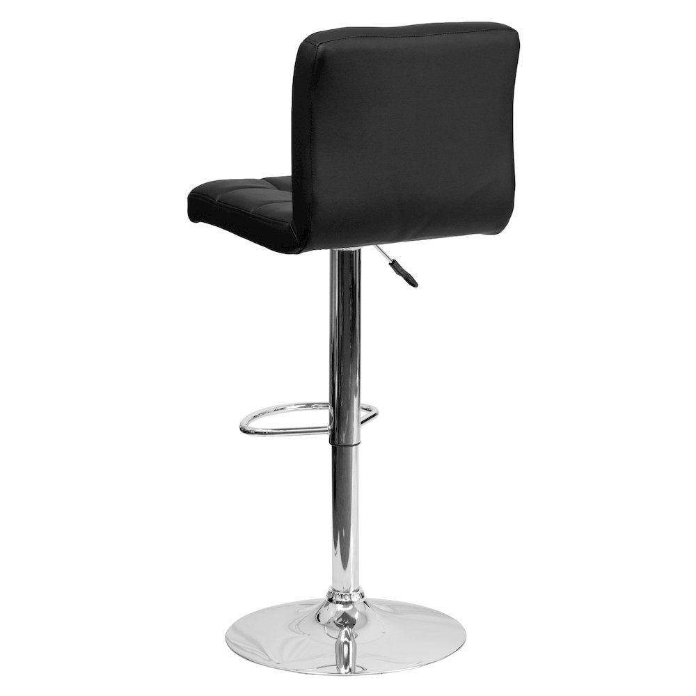 Contemporary Black Quilted Vinyl Adjustable Height Barstool with Chrome Base. Picture 7