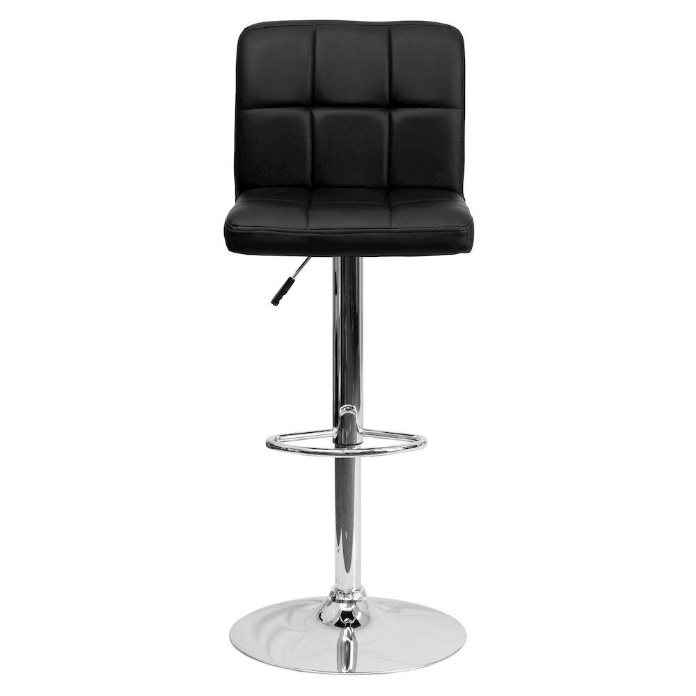 Contemporary Black Quilted Vinyl Adjustable Height Barstool with Chrome Base. Picture 10