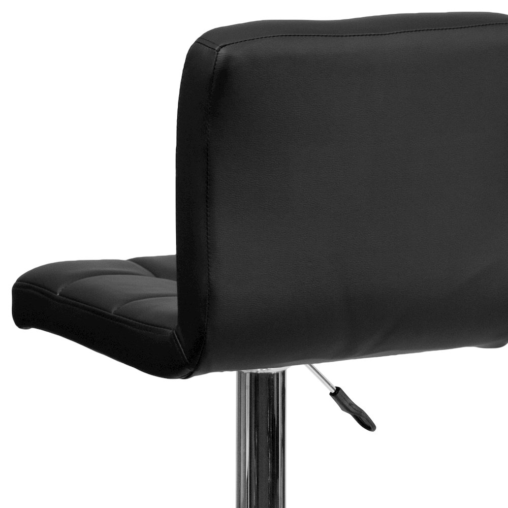 Contemporary Black Quilted Vinyl Adjustable Height Barstool with Chrome Base. Picture 11