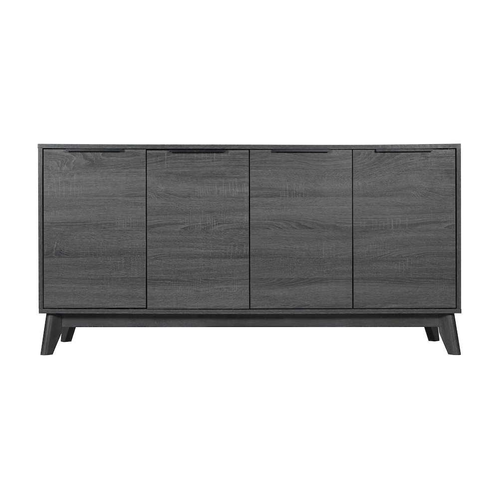 Mid-Century Modern Buffet Sideboard/TV Stand with 4 Soft Close Doors, Black Wash. Picture 9
