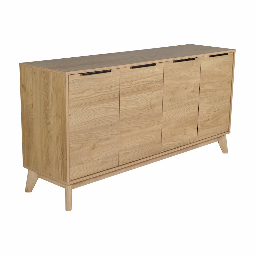 Modern Buffet Sideboard/TV Stand with 4 Soft Close Doors, Light Natural. Picture 1