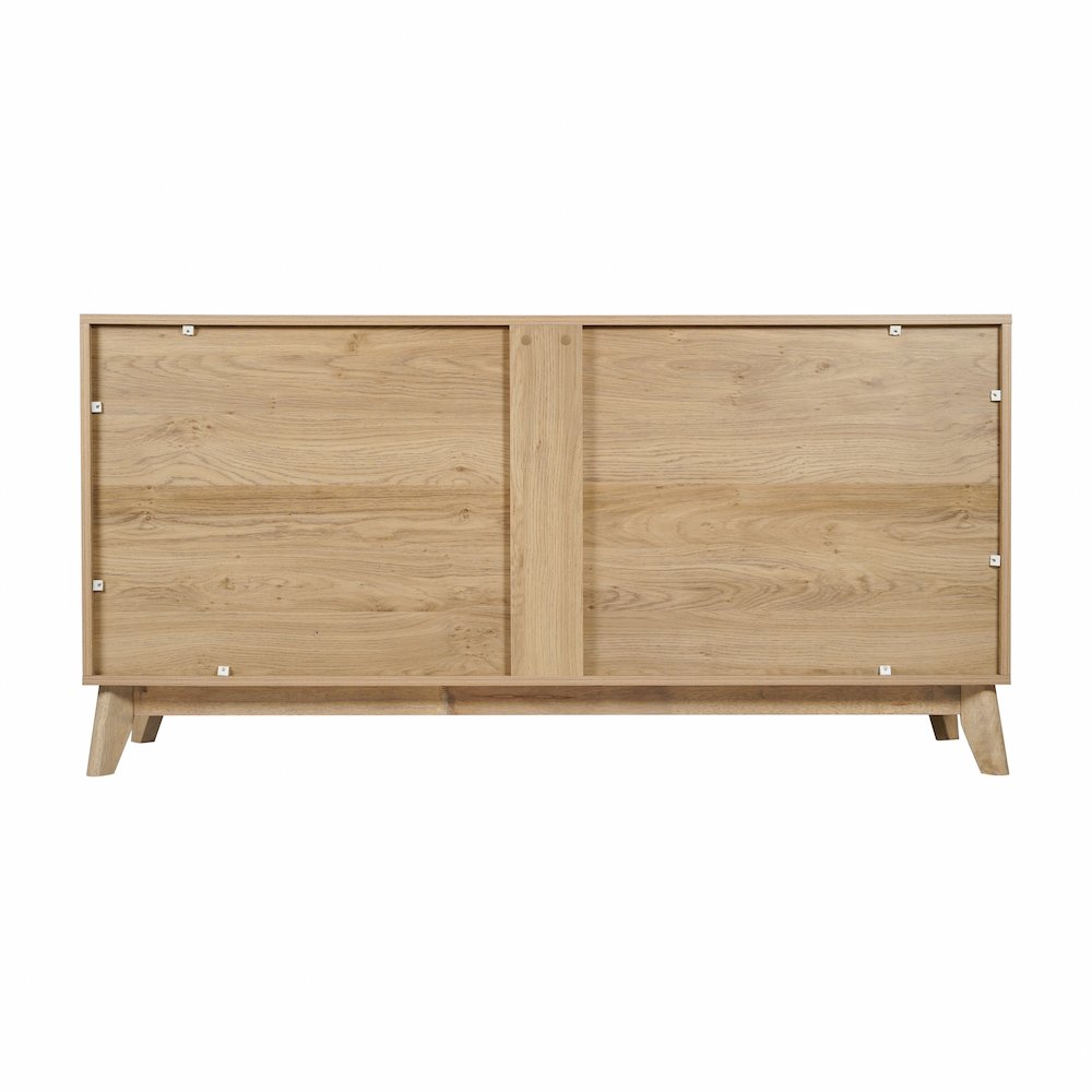Modern Buffet Sideboard/TV Stand with 4 Soft Close Doors, Light Natural. Picture 6