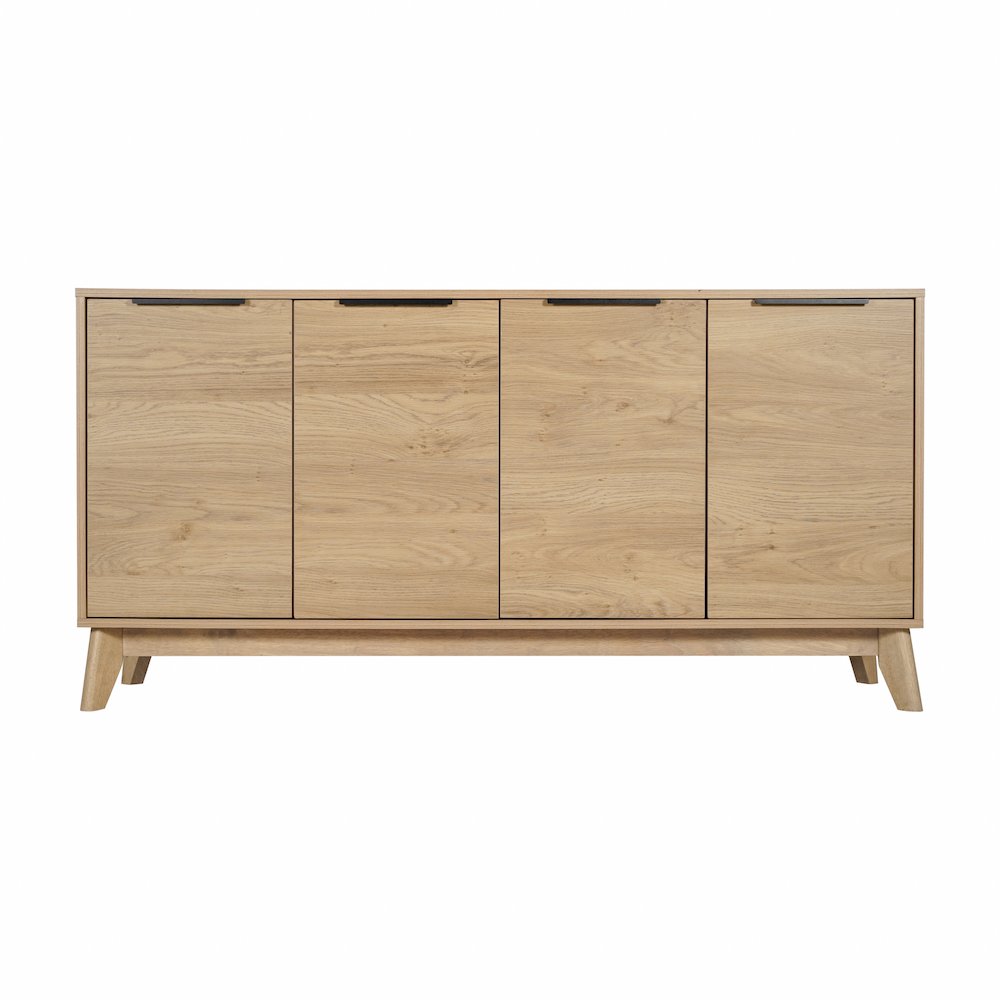 Modern Buffet Sideboard/TV Stand with 4 Soft Close Doors, Light Natural. Picture 9