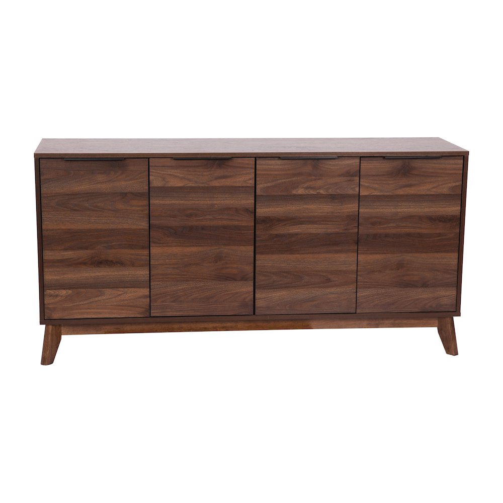 60 in 4 Door Storage Buffet Sideboard, TV Stand for up to 64" TV's, Dark Walnut. Picture 1