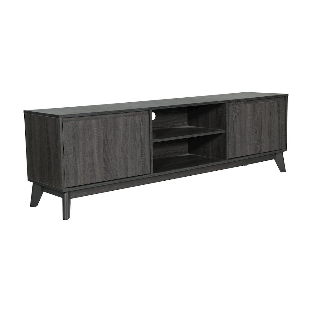 Mid-Century modern 70 Inch media console holds TV's 65+ inches, Black Wash. Picture 1