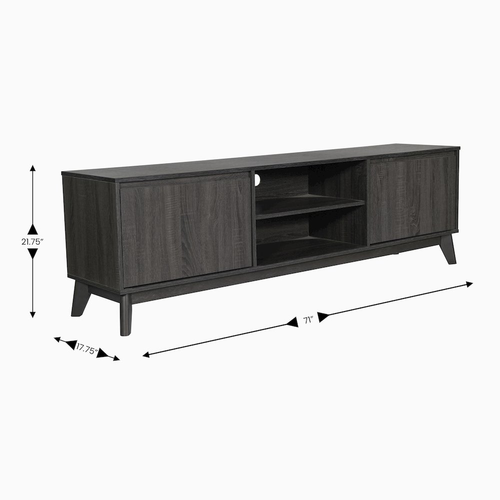 Mid-Century modern 70 Inch media console holds TV's 65+ inches, Black Wash. Picture 5