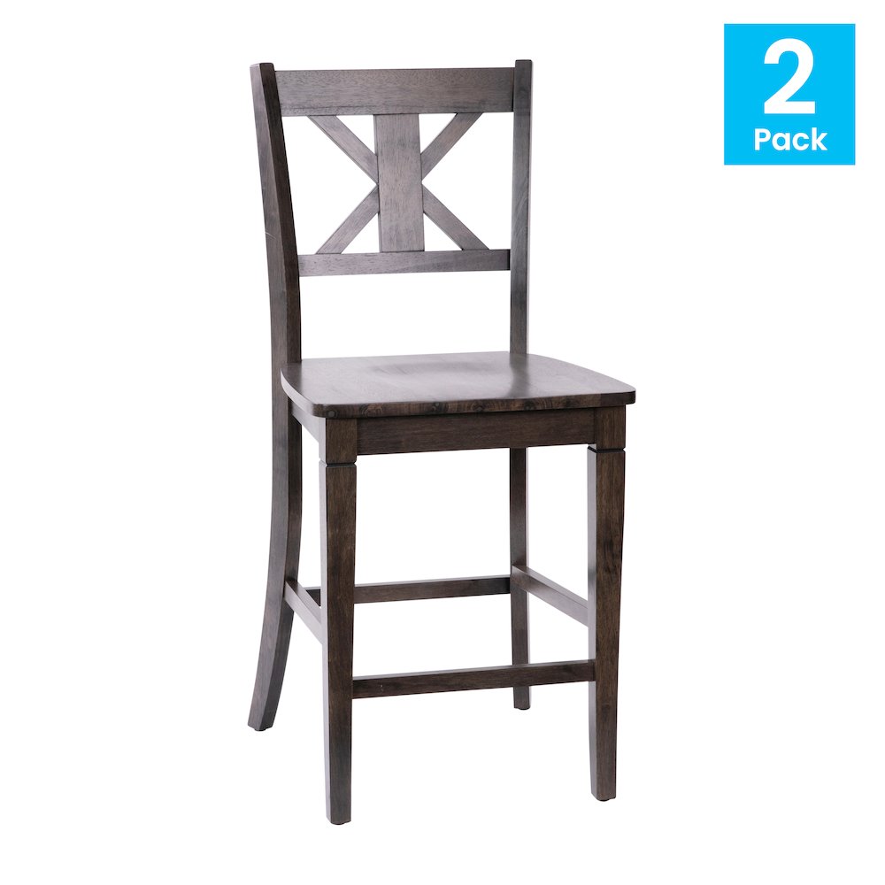 Set of 2 Modern Farmhouse Style Commercial Grade Counter Height Stools. Picture 1
