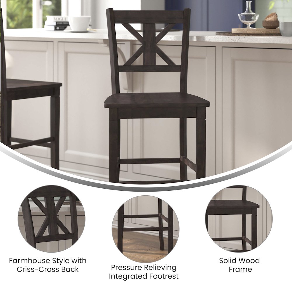 Set of 2 Modern Farmhouse Style Commercial Grade Bar Height Stools. Picture 5