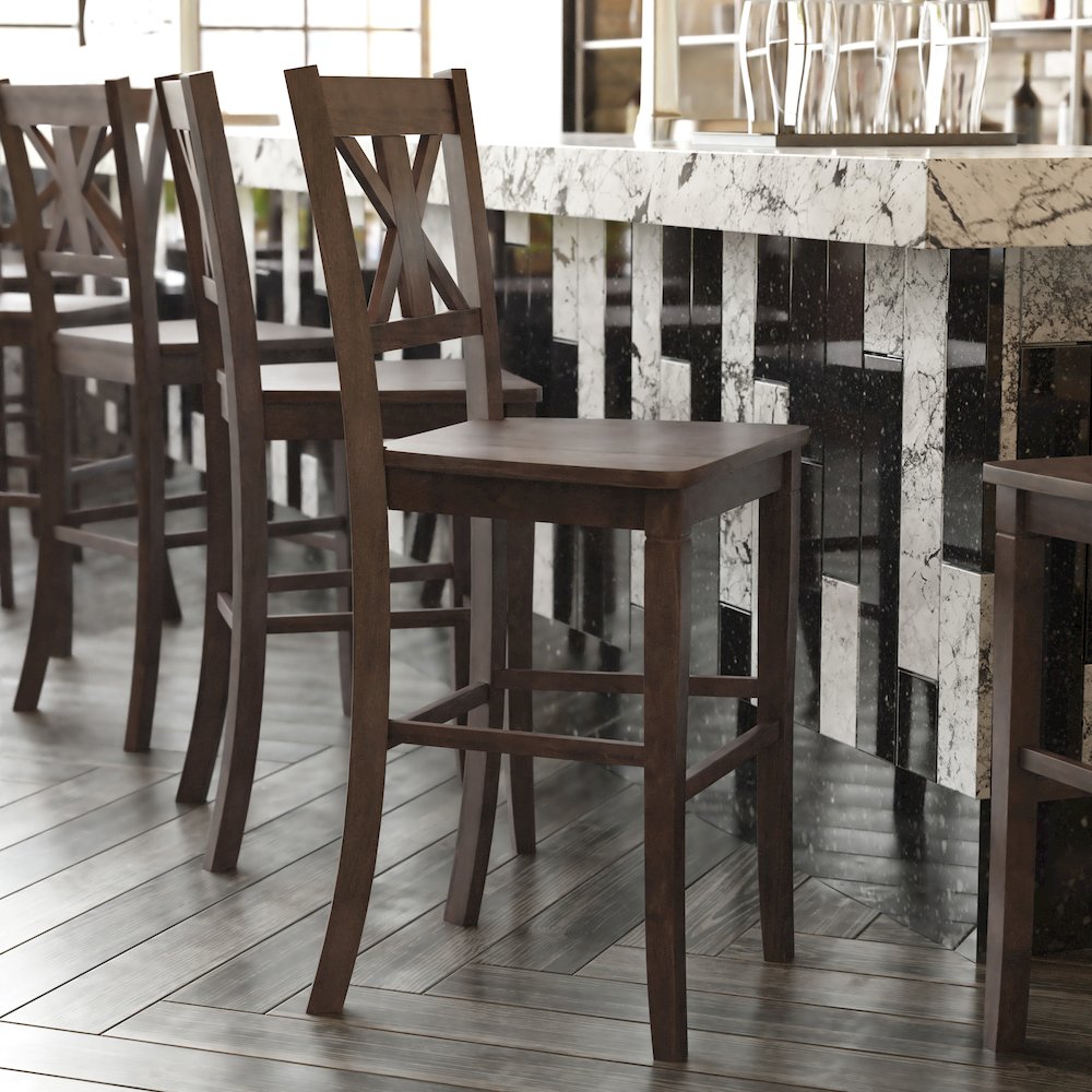 Set of 2 Modern Farmhouse Style Commercial Grade Bar Height Stools. Picture 8