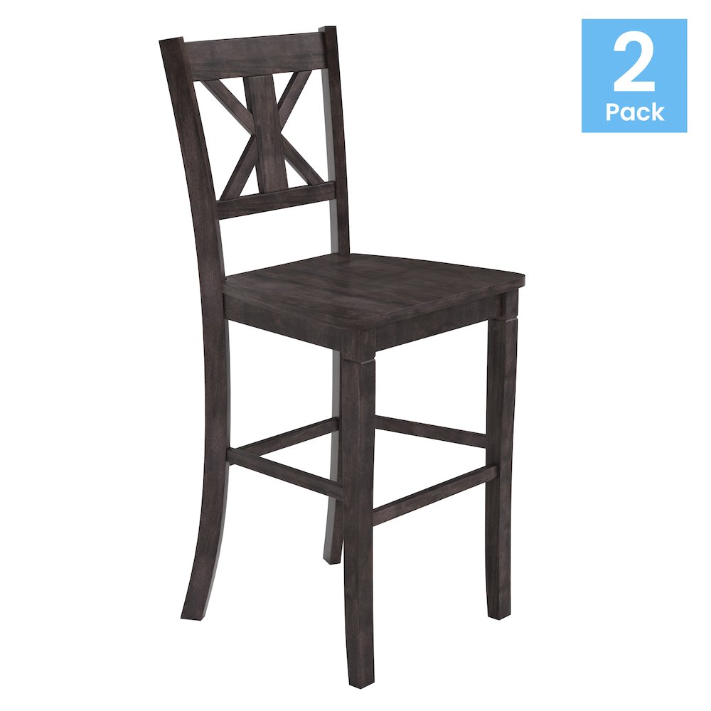 Set of 2 Modern Farmhouse Style Commercial Grade Bar Height Stools. Picture 1