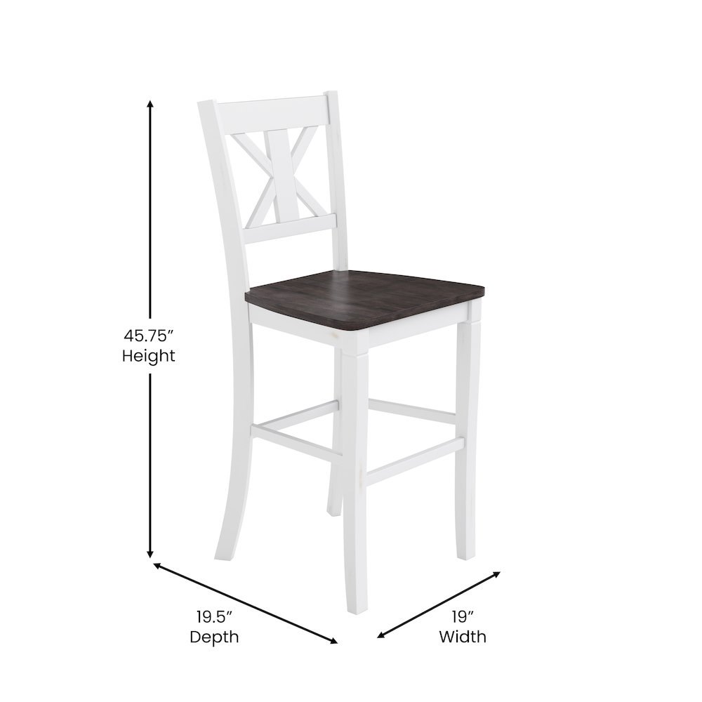Set of 2 Modern Farmhouse Style Commercial Grade Bar Height Stools. Picture 6