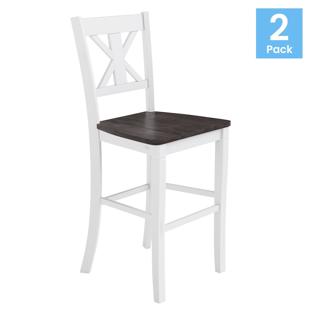 Set of 2 Modern Farmhouse Style Commercial Grade Bar Height Stools. Picture 1