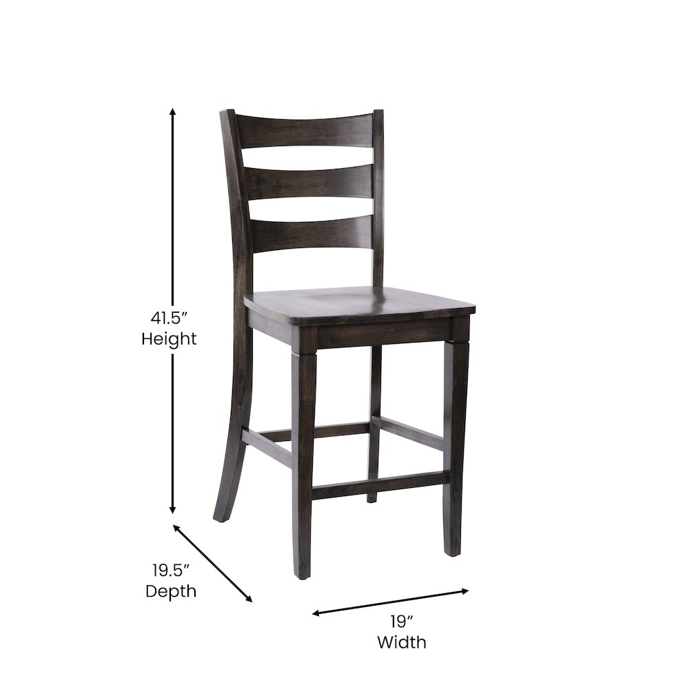 Set of 2 Classic Style Commercial Grade Ladderback Counter Height Stools. Picture 6