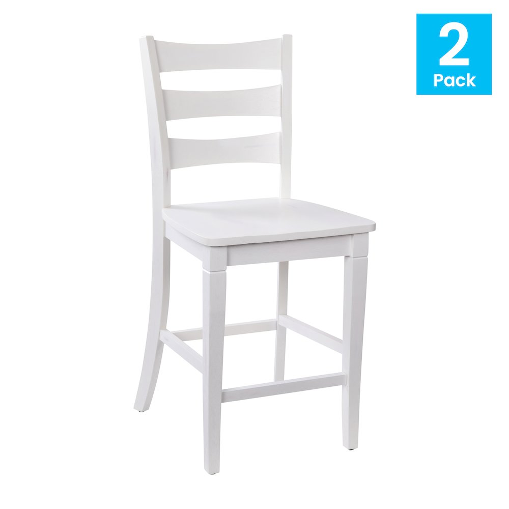 Set of 2 Classic Style Commercial Grade Ladderback Counter Height Stools. Picture 1