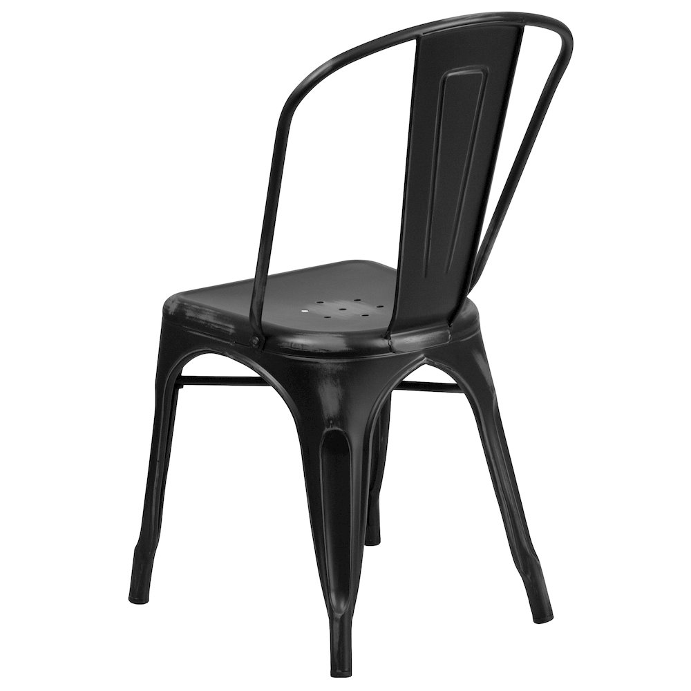 Commercial Grade Distressed Black Metal Indoor-Outdoor Stackable Chair. Picture 7