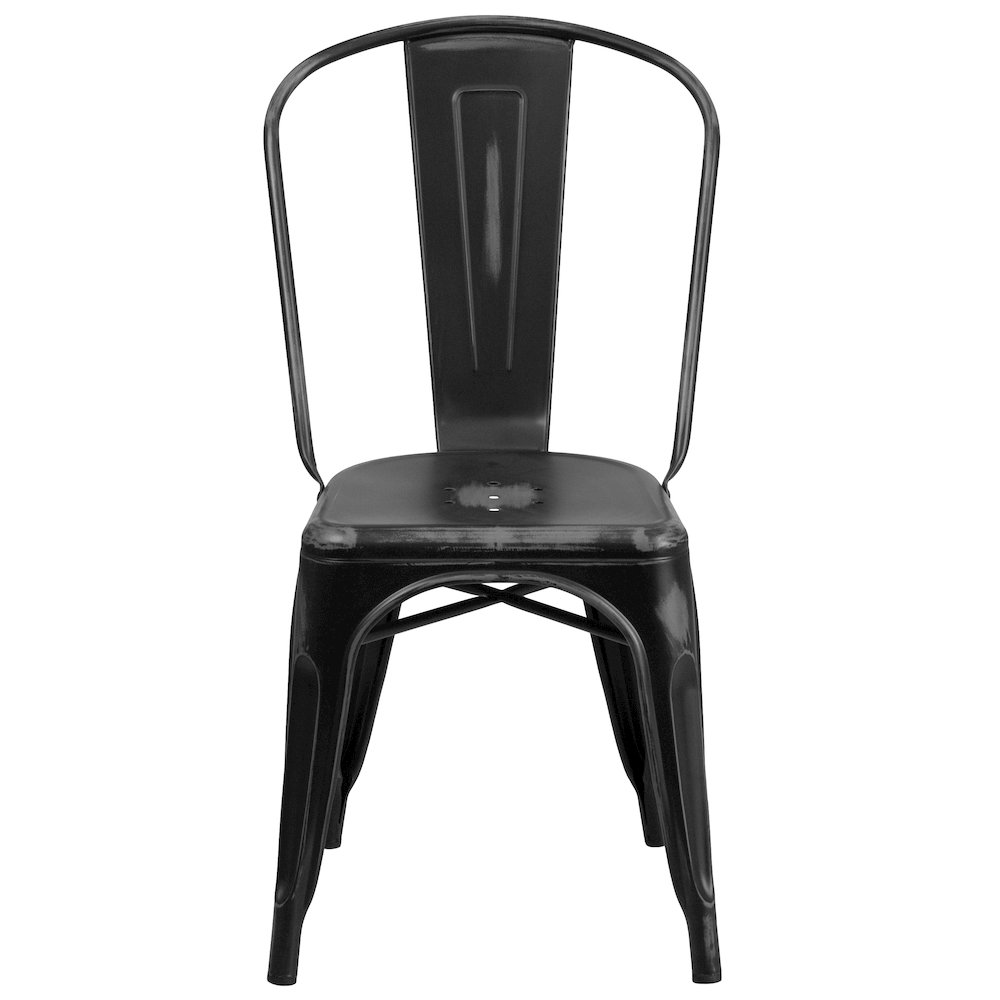 Commercial Grade Distressed Black Metal Indoor-Outdoor Stackable Chair. Picture 10