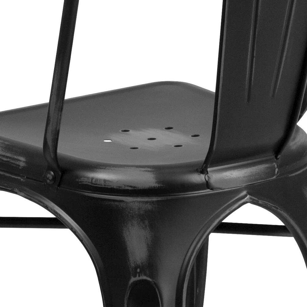Commercial Grade Distressed Black Metal Indoor-Outdoor Stackable Chair. Picture 8
