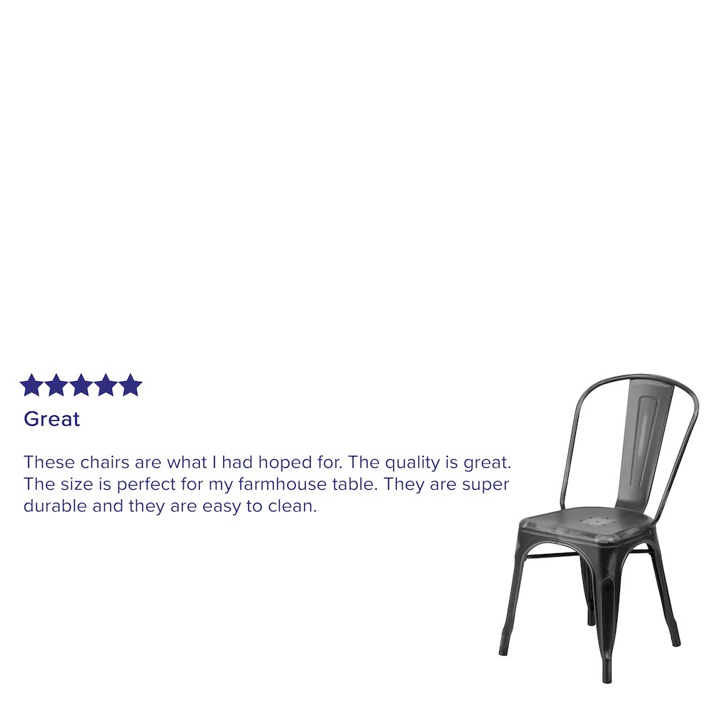 Commercial Grade Distressed Black Metal Indoor-Outdoor Stackable Chair. Picture 4
