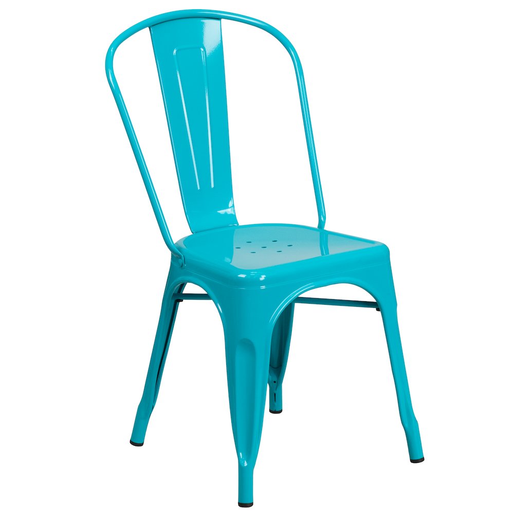 Commercial Grade Crystal Teal-Blue Metal Indoor-Outdoor Stackable Chair. Picture 1