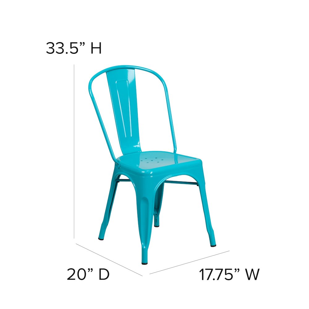 Commercial Grade Crystal Teal-Blue Metal Indoor-Outdoor Stackable Chair. Picture 2