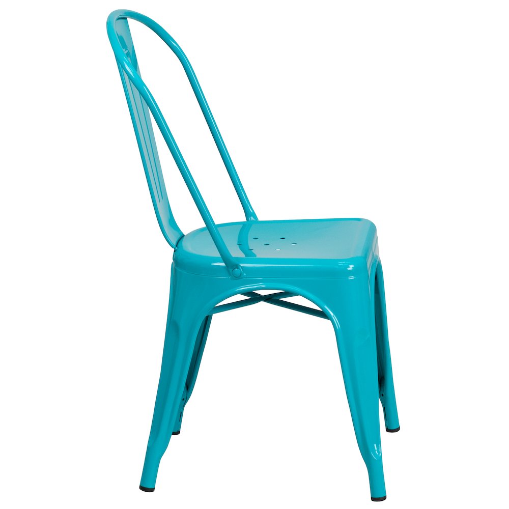 Commercial Grade Crystal Teal-Blue Metal Indoor-Outdoor Stackable Chair. Picture 3