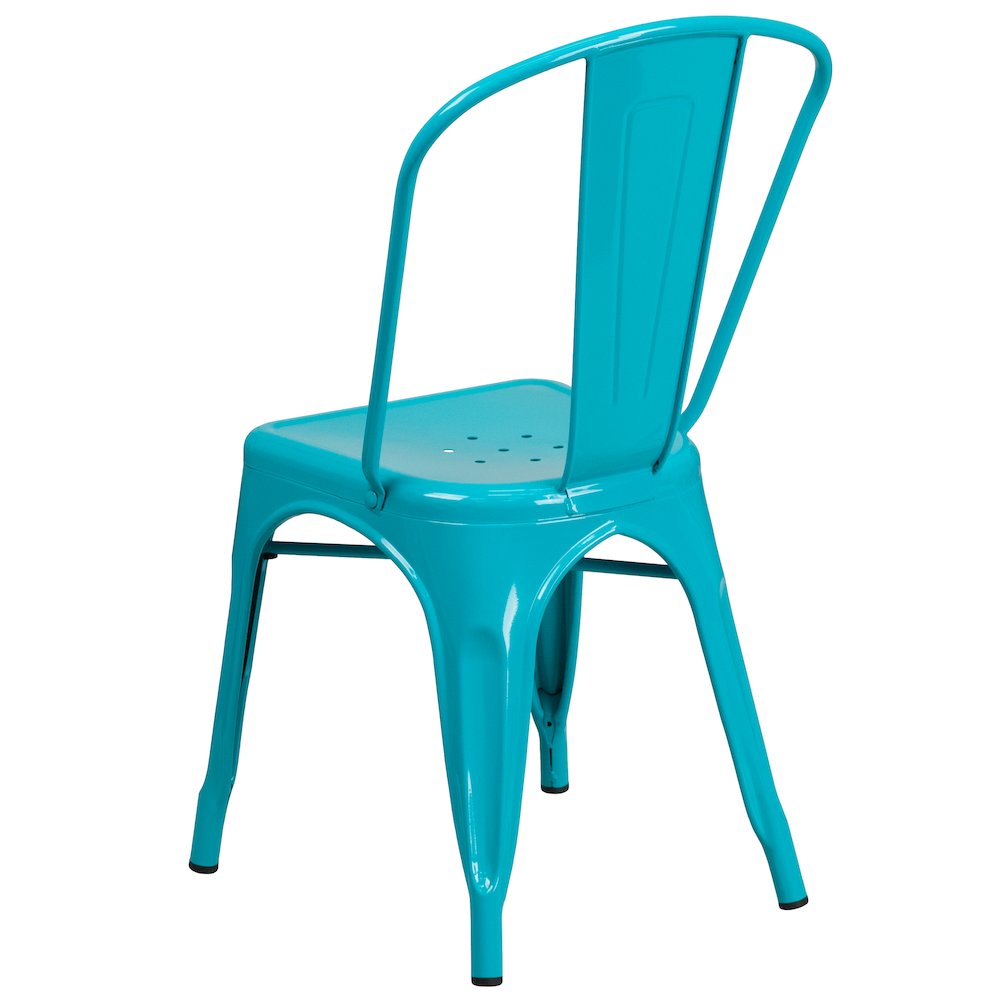 Commercial Grade Crystal Teal-Blue Metal Indoor-Outdoor Stackable Chair. Picture 4