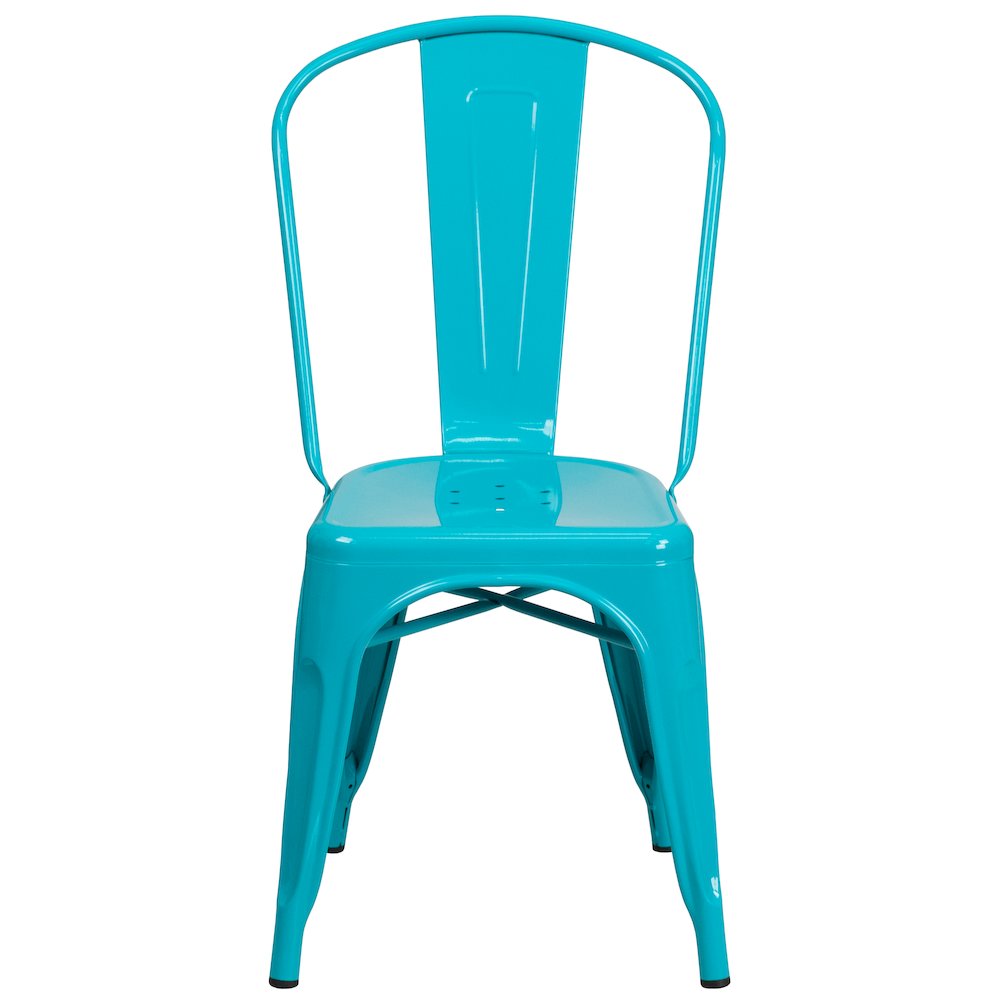 Commercial Grade Crystal Teal-Blue Metal Indoor-Outdoor Stackable Chair. Picture 5
