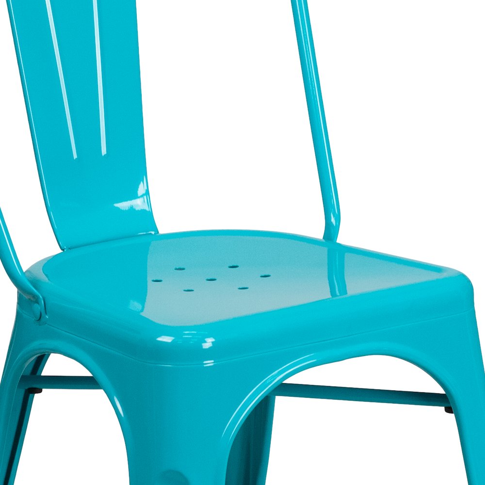 Commercial Grade Crystal Teal-Blue Metal Indoor-Outdoor Stackable Chair. Picture 6