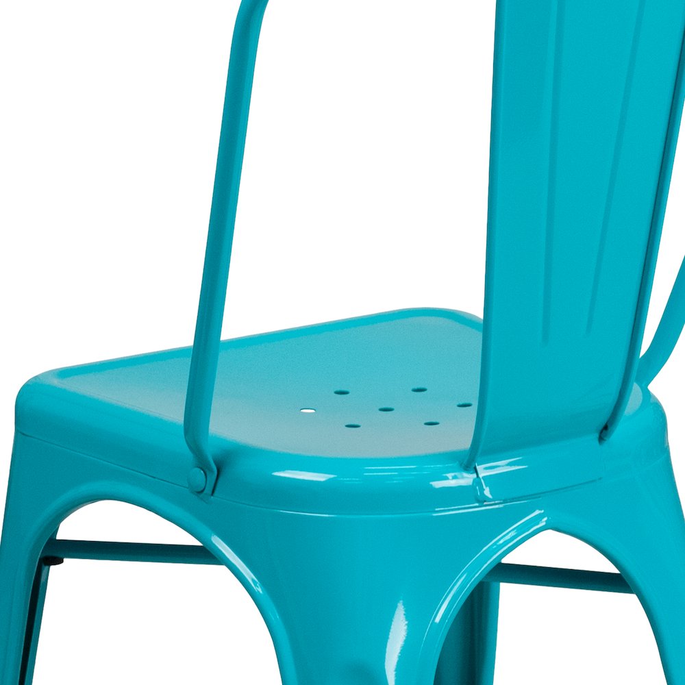 Commercial Grade Crystal Teal-Blue Metal Indoor-Outdoor Stackable Chair. Picture 7