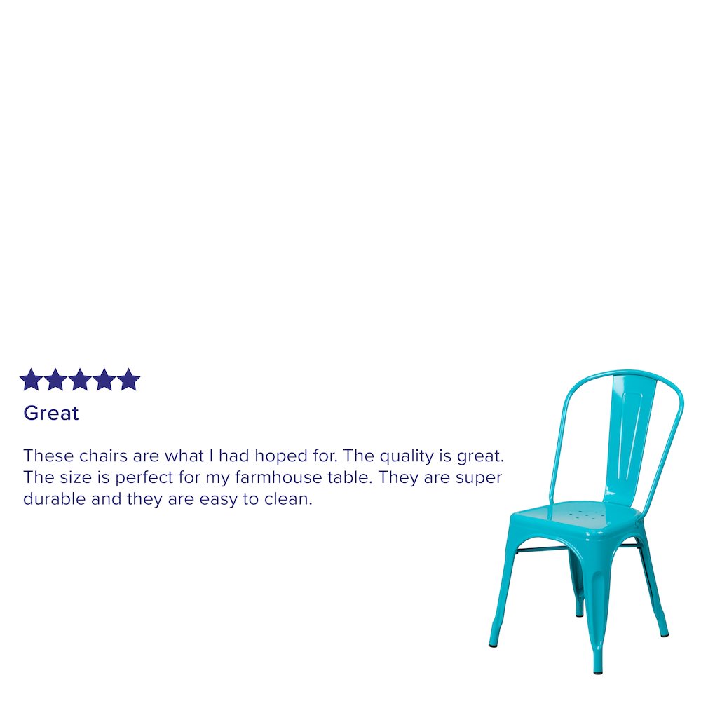 Commercial Grade Crystal Teal-Blue Metal Indoor-Outdoor Stackable Chair. Picture 8