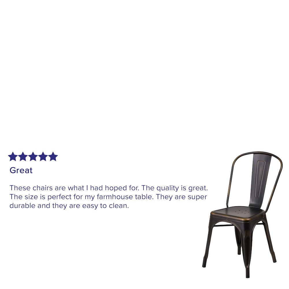 Commercial Grade Distressed Copper Metal Indoor-Outdoor Stackable Chair. Picture 9