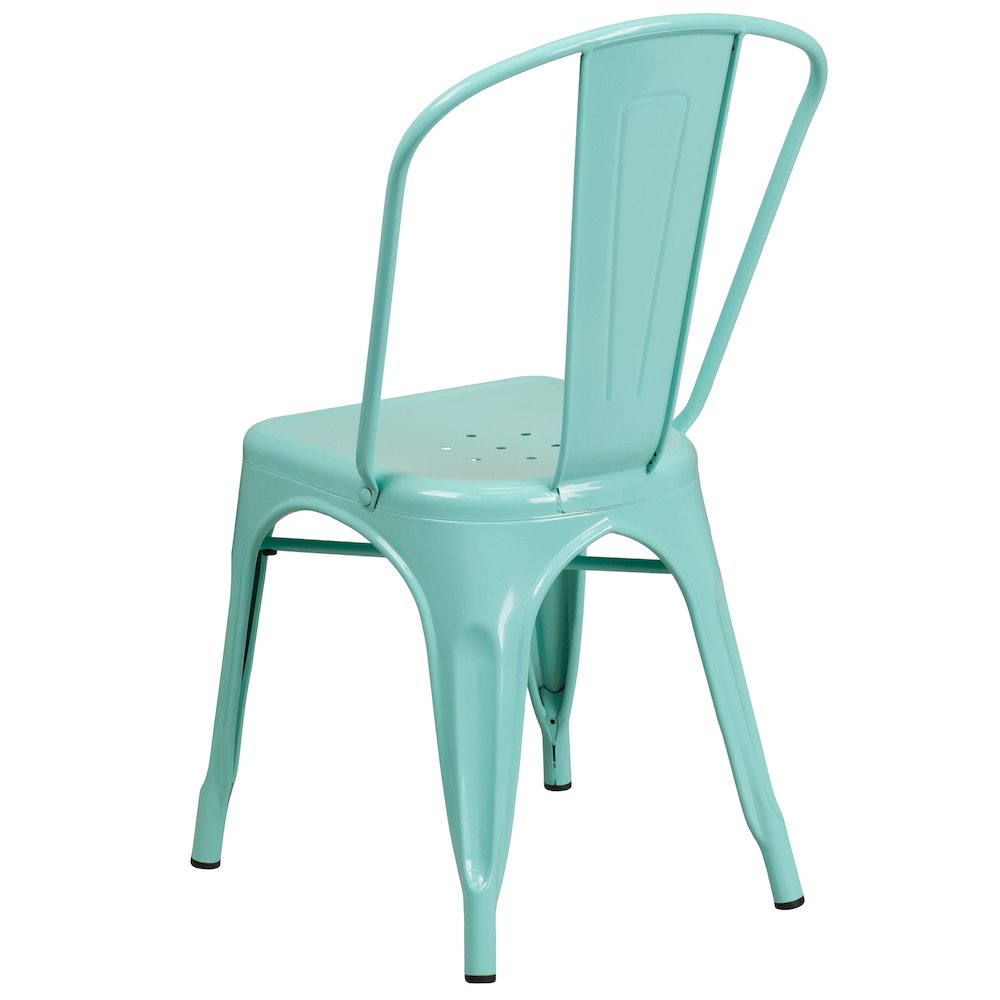 Commercial Grade Mint Green Metal Indoor-Outdoor Stackable Chair. Picture 7