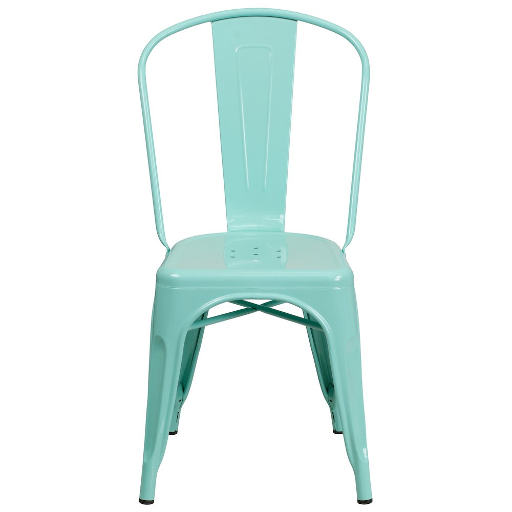 Commercial Grade Mint Green Metal Indoor-Outdoor Stackable Chair. Picture 10