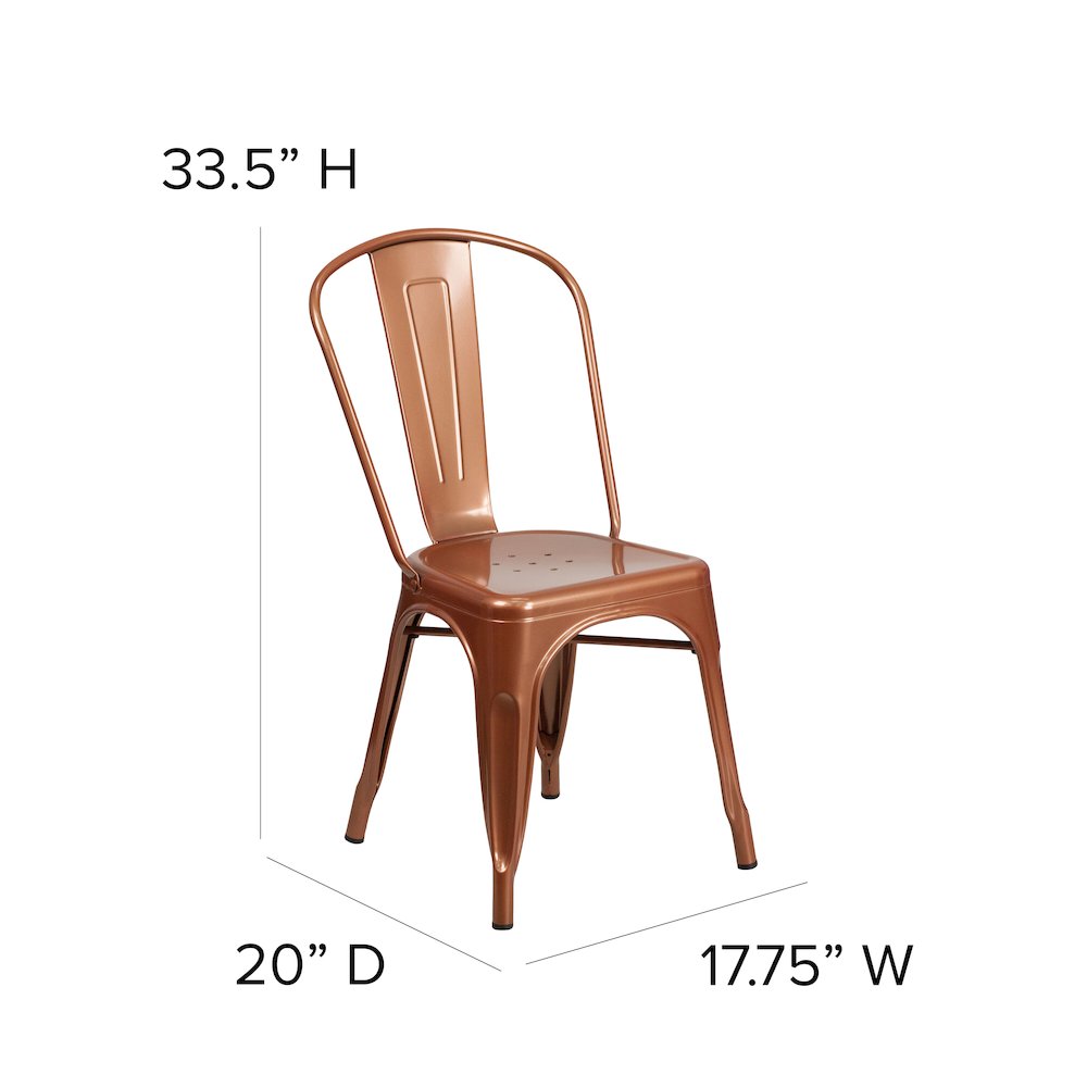 Commercial Grade Copper Metal Indoor-Outdoor Stackable Chair. Picture 2