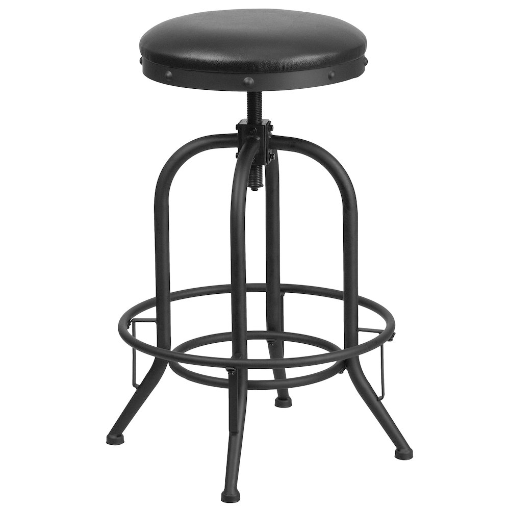 30'' Barstool with Swivel Lift Black LeatherSoft Seat. Picture 1