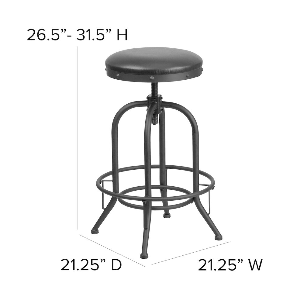 30'' Barstool with Swivel Lift Black LeatherSoft Seat. Picture 2