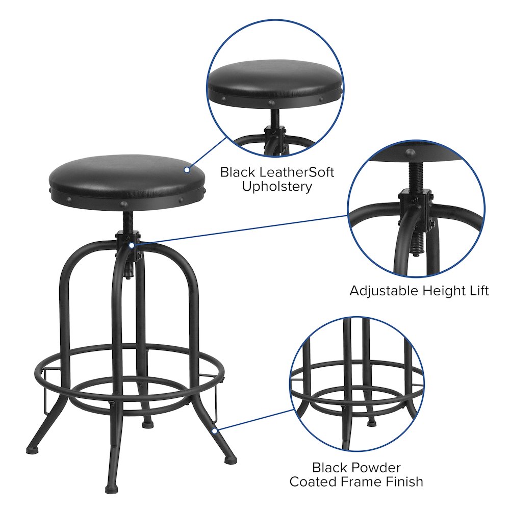 30'' Barstool with Swivel Lift Black LeatherSoft Seat. Picture 4