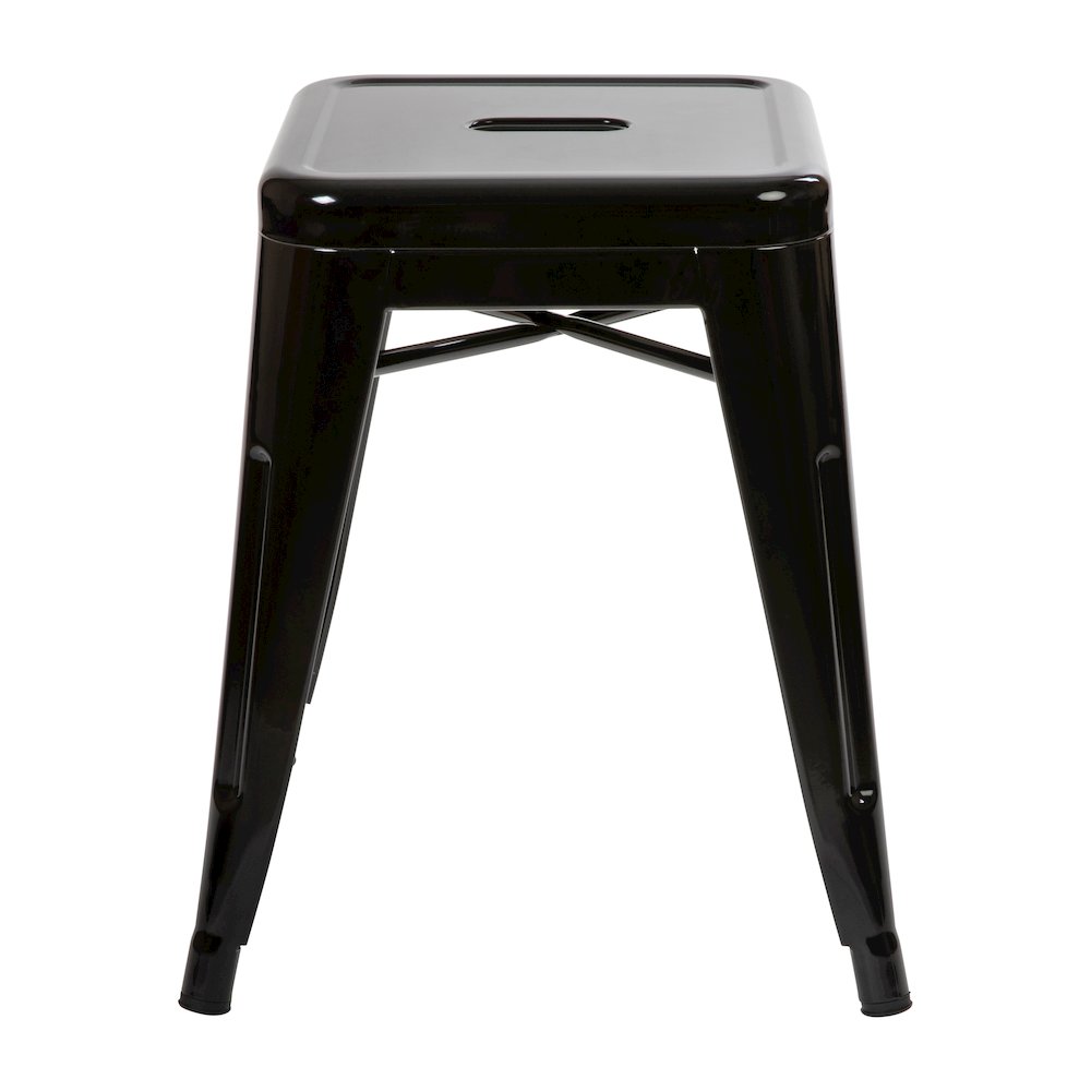 18" Table Height Stool, Stackable Metal Dining Stool in Black - Set of 4. Picture 8