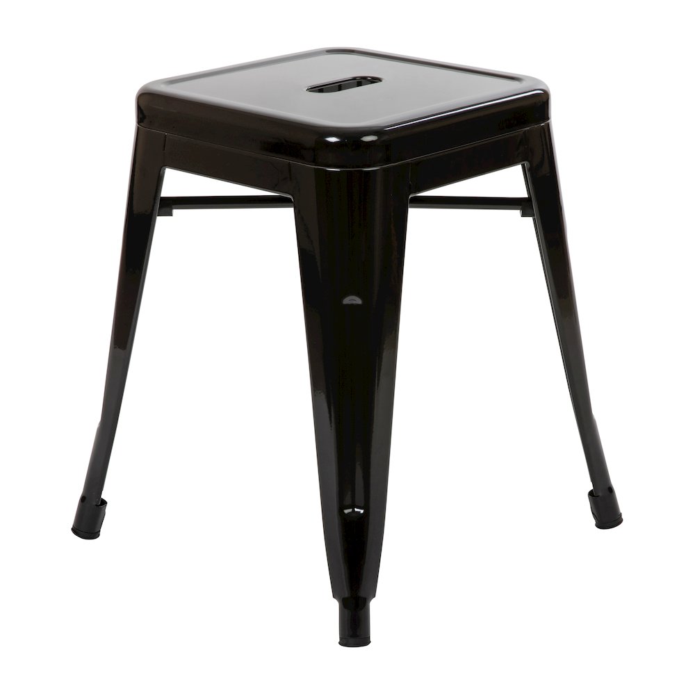 18" Table Height Stool, Stackable Metal Dining Stool in Black - Set of 4. Picture 7