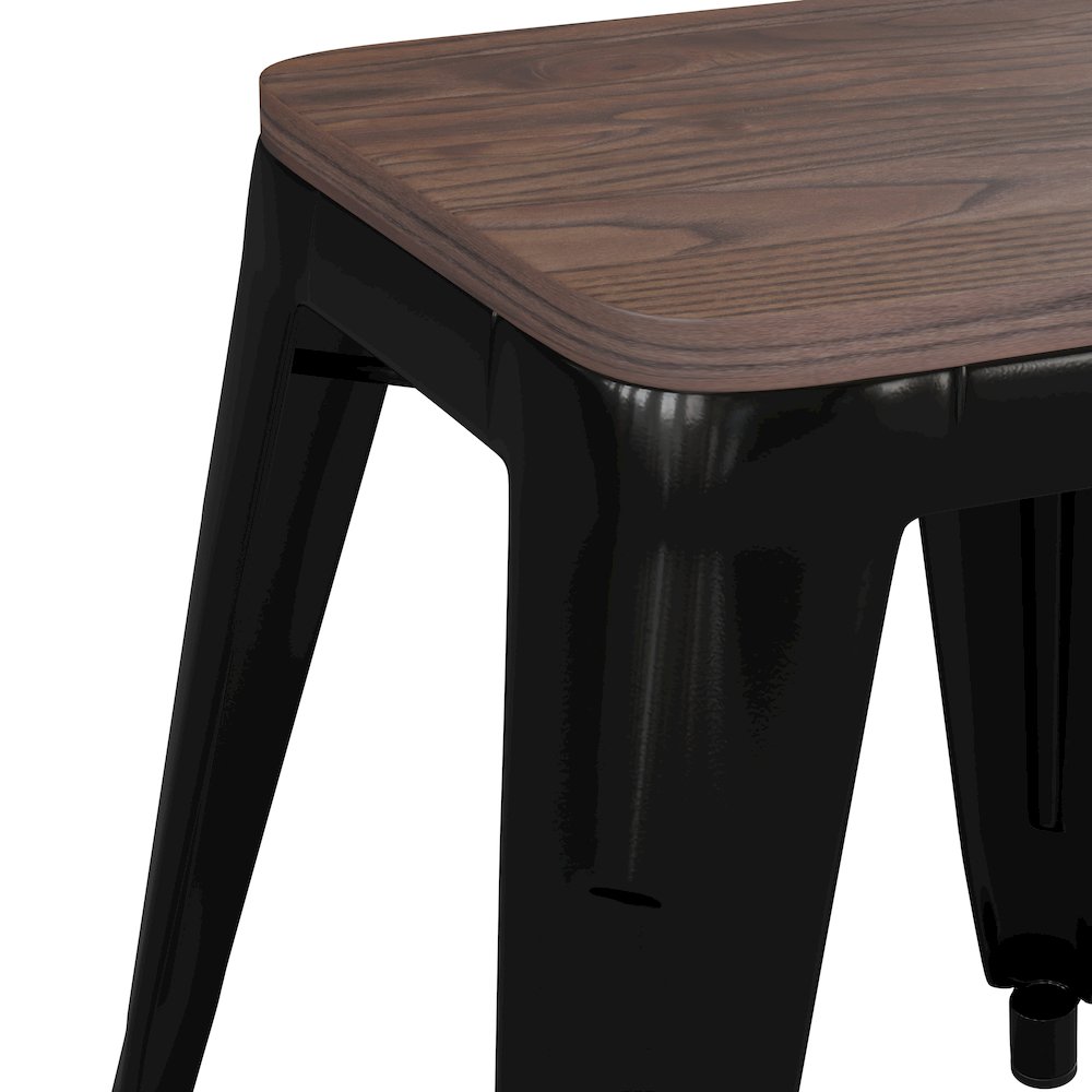 18" Table Height , Stackable Black Metal Dining Stool, - Set of 4. Picture 8