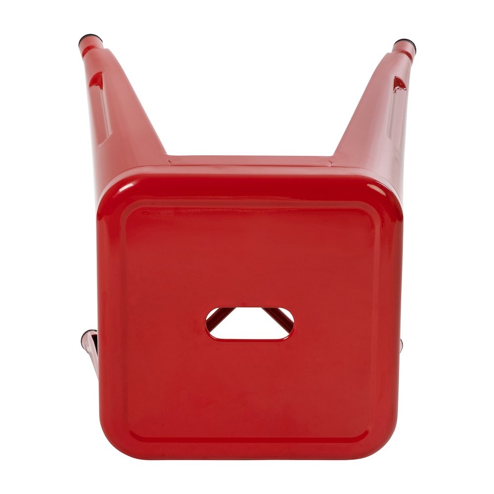 18" Table Height Stool, Stackable Metal Dining Stool in Red - Set of 4. Picture 9