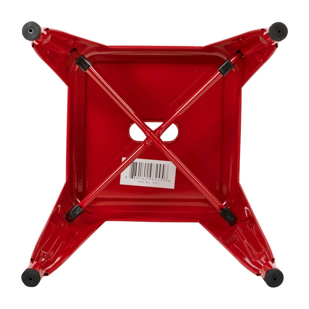 18" Table Height Stool, Stackable Metal Dining Stool in Red - Set of 4. Picture 10