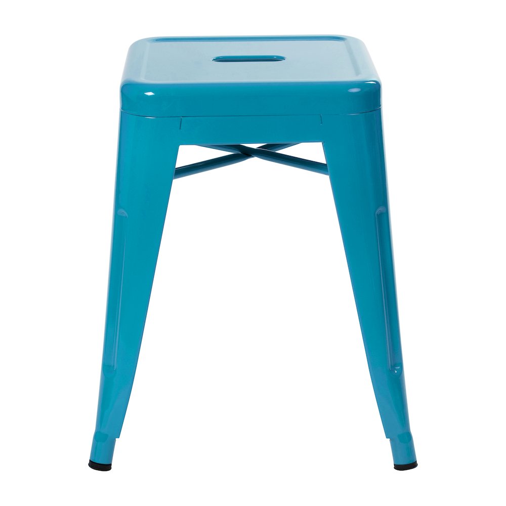 18" Table Height Stool, Stackable Metal Dining Stool in Teal - Set of 4. Picture 8